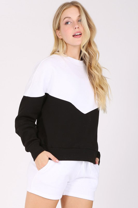 Color Block Fleece Sweatshirt FashionJOA