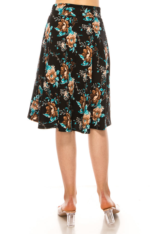 Floral print, A-line, knee length skirt FashionJOA