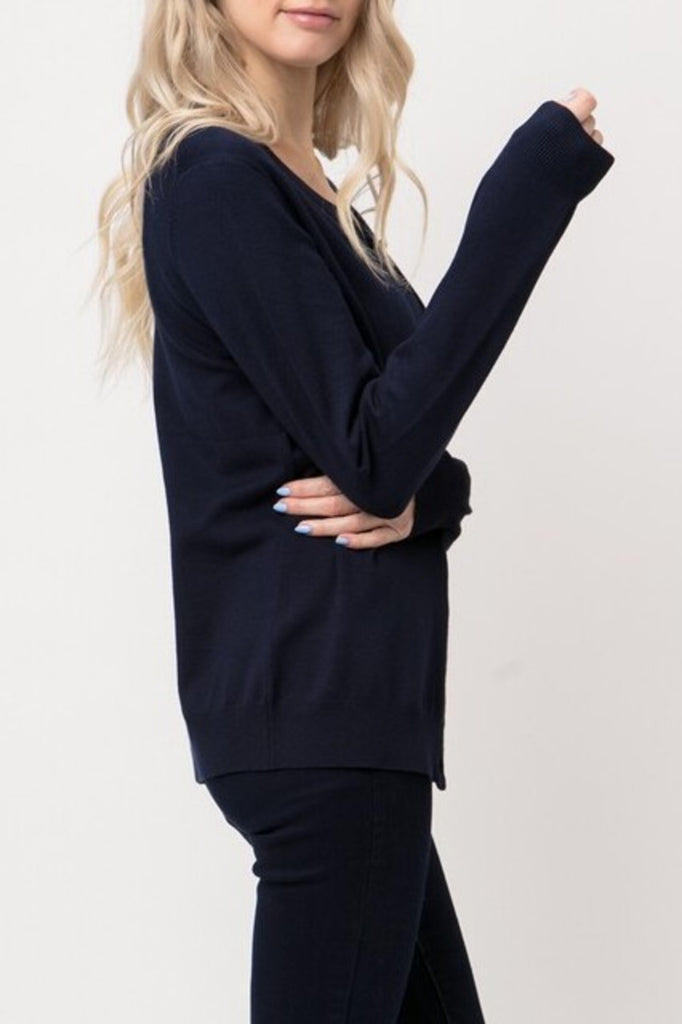Women's Long Sleeve Button Down Crewneck Sweater Knit Cardigan - FashionJOA