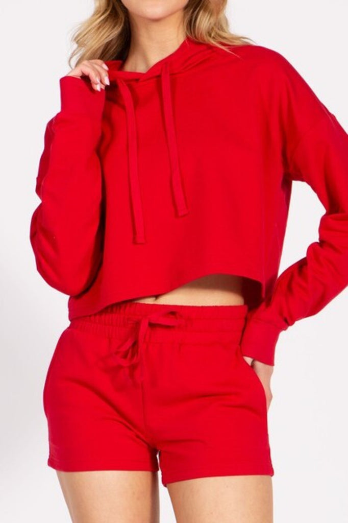 Women's Cropped French Terry Pullover Hoodie - FashionJOA