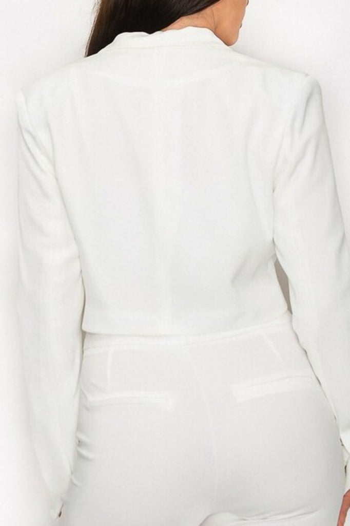 Women's Cropped Single Button Jacket - FashionJOA
