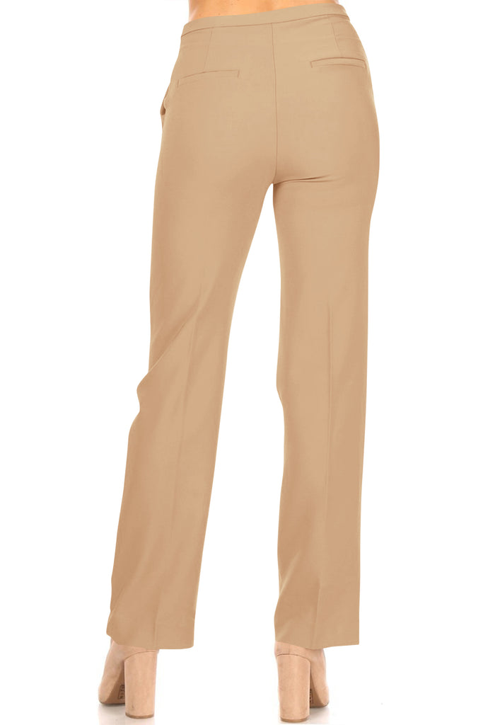 Women's Woven Solid Formal Long Pants - FashionJOA