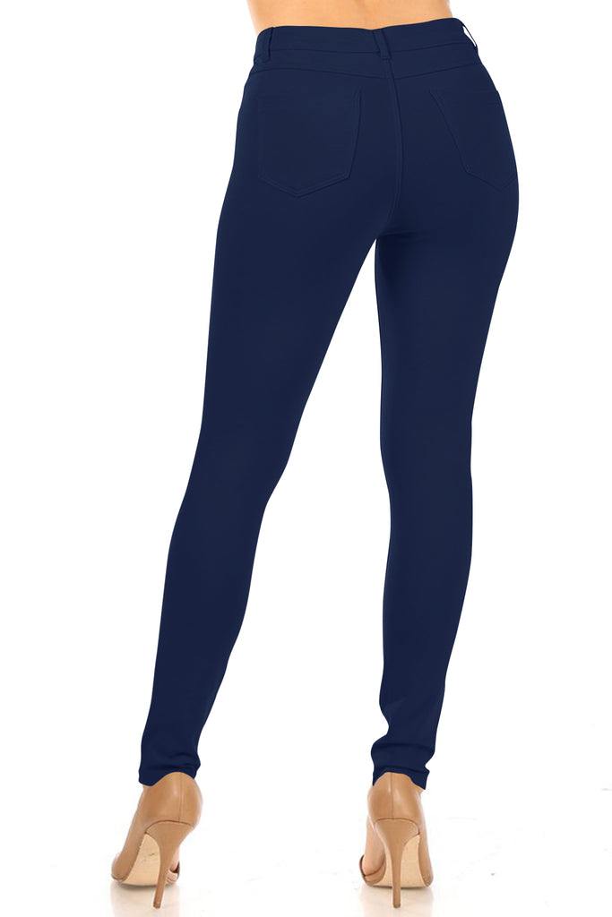 Women's Casual Skinny Ponte Mid-Rise Pants - FashionJOA
