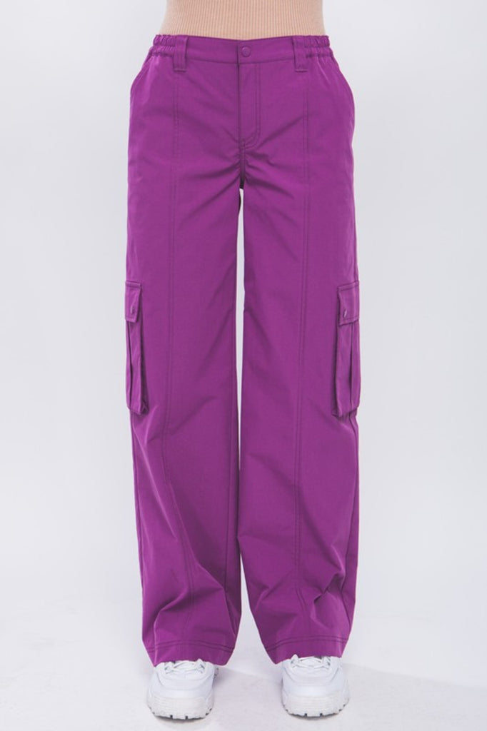 Women's Cargo Pants with Elastic Waist with side Pockets - FashionJOA