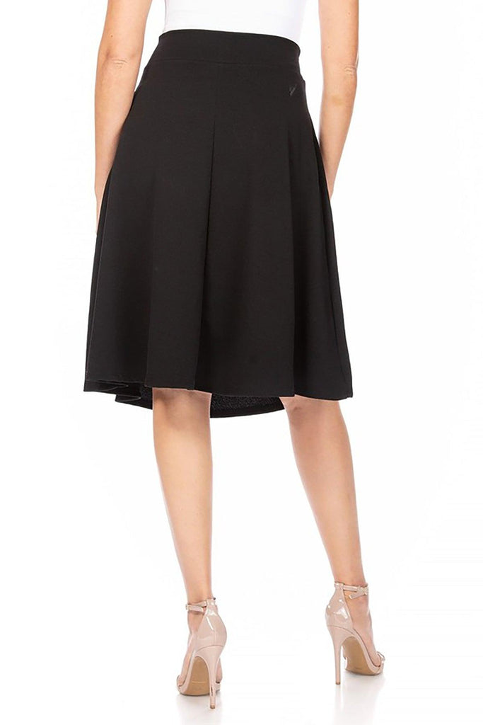 Women's Solid A-line Casual High Waist Bow Tie Belted A Line Midi Knee Length Skirts - FashionJOA