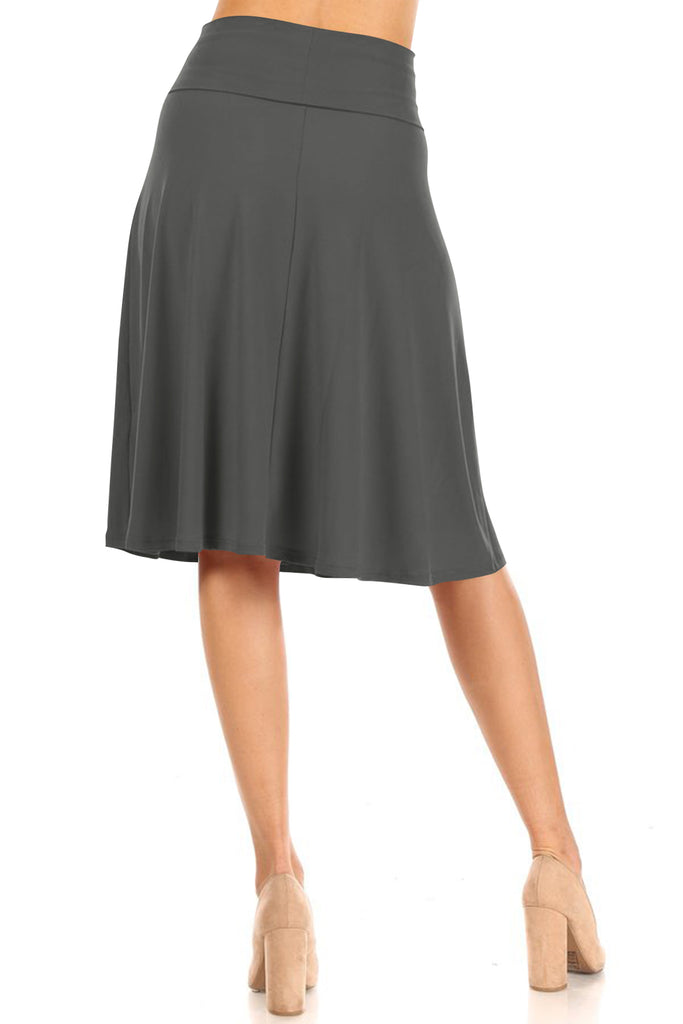 Women's Casual Stretch Foldable Waist Relaxed Fit A-Line Skirts - FashionJOA