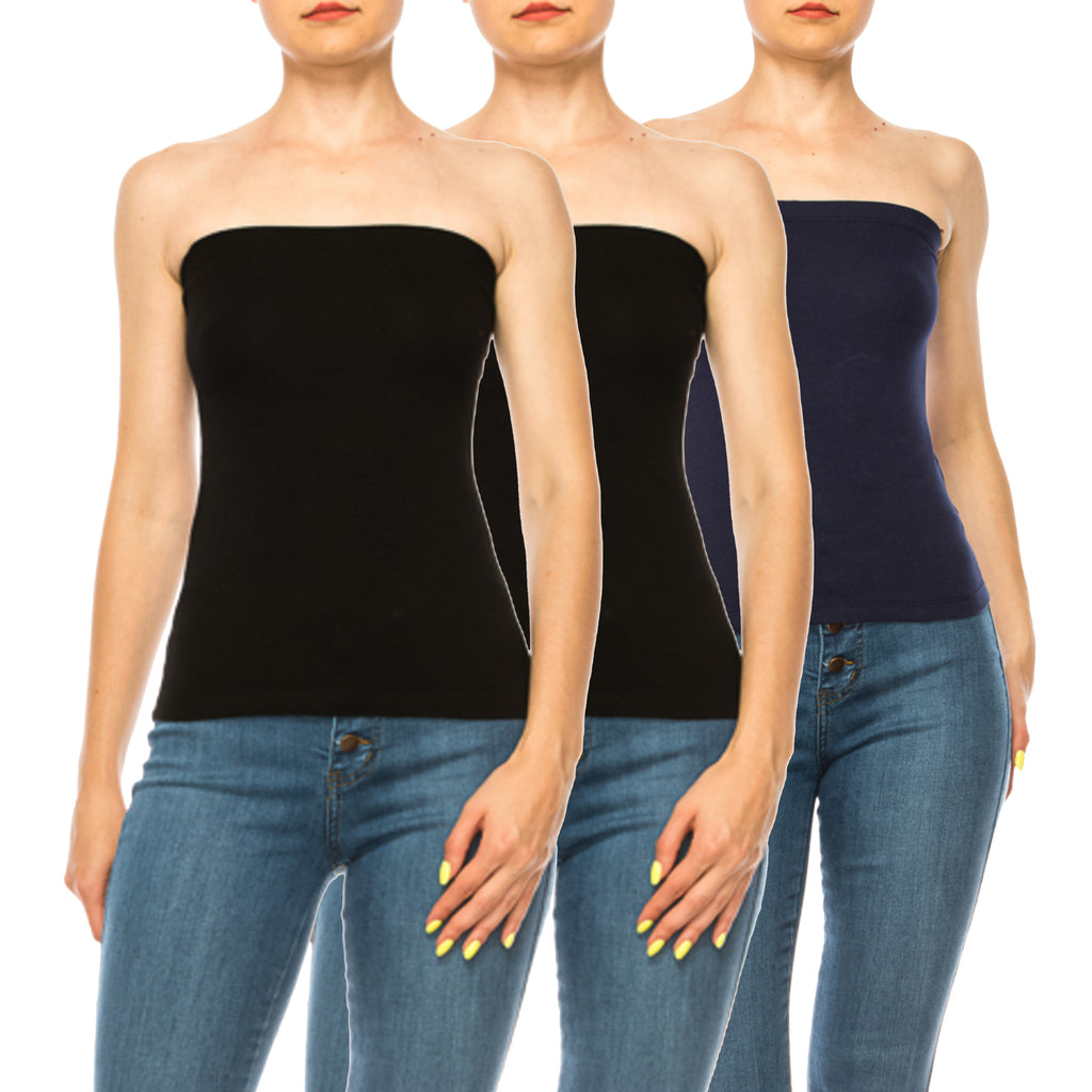 Women's Stylish Tubetop features an Elastic Top (3-pack) - FashionJOA