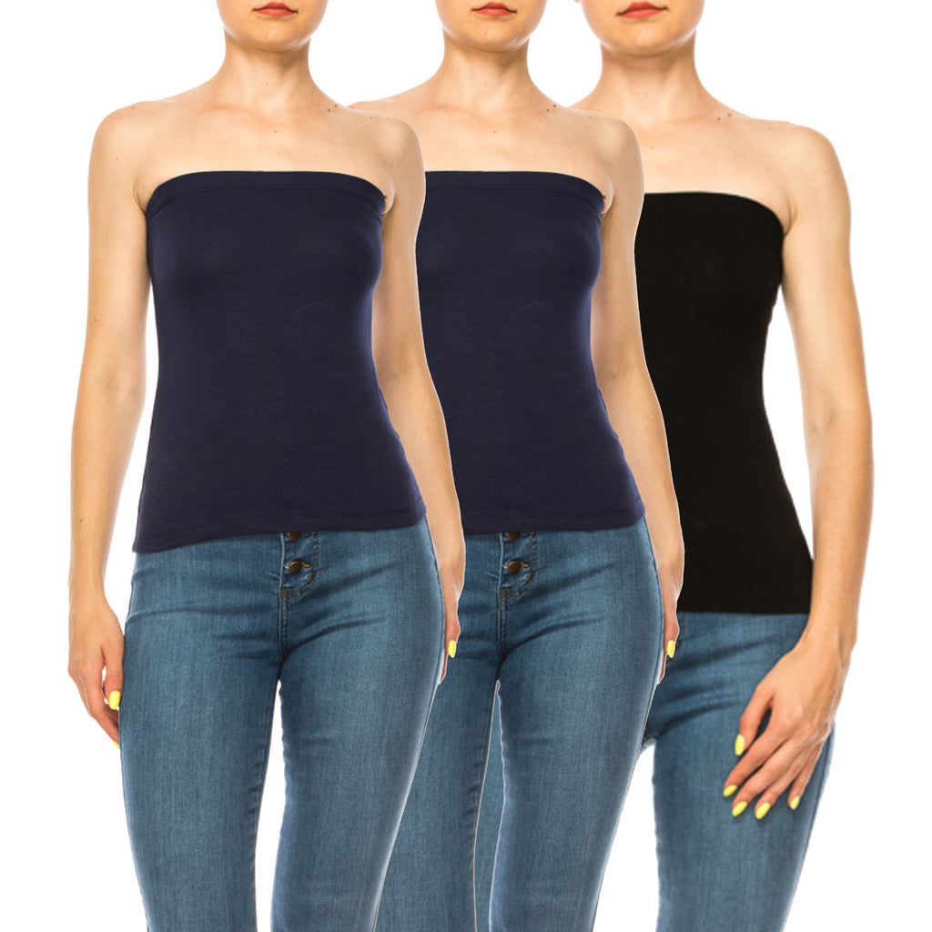 Women's Stylish Tubetop features an Elastic Top (3-pack) - FashionJOA