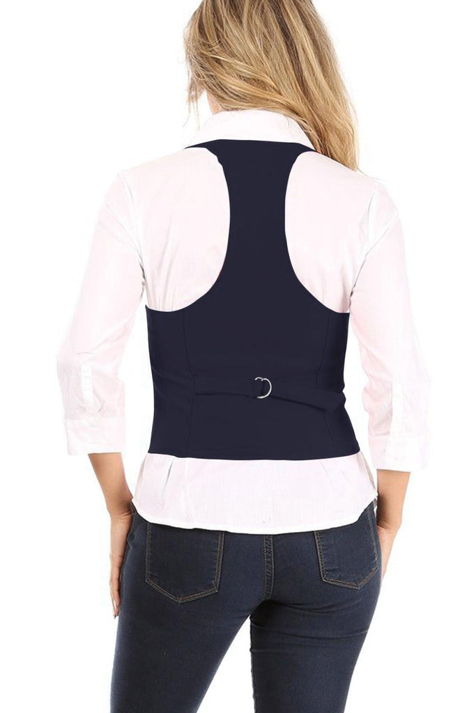 Women's Casual Button Down Racerback Belt Slim Tuxedo Suit Vest Top S-3XL (Pack of 2) FashionJOA
