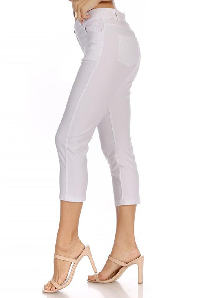 Women's Casual Comfy Slim Pocket Capri Pants FashionJOA