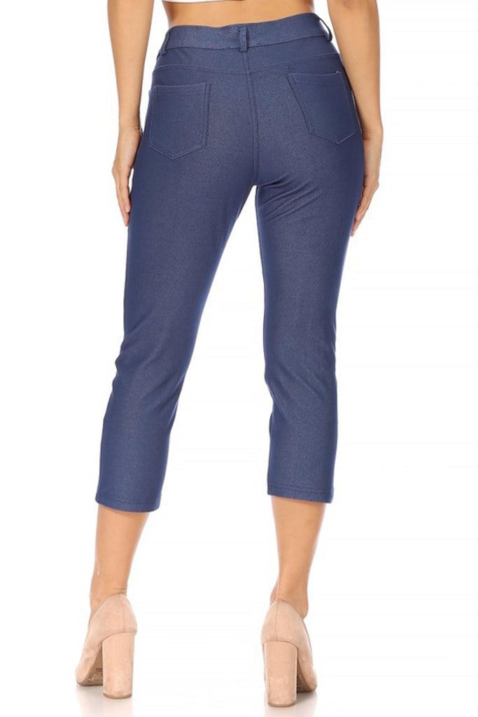 Women's Casual Comfy Slim Pocket Jeggings Jeans Capri Pants FashionJOA