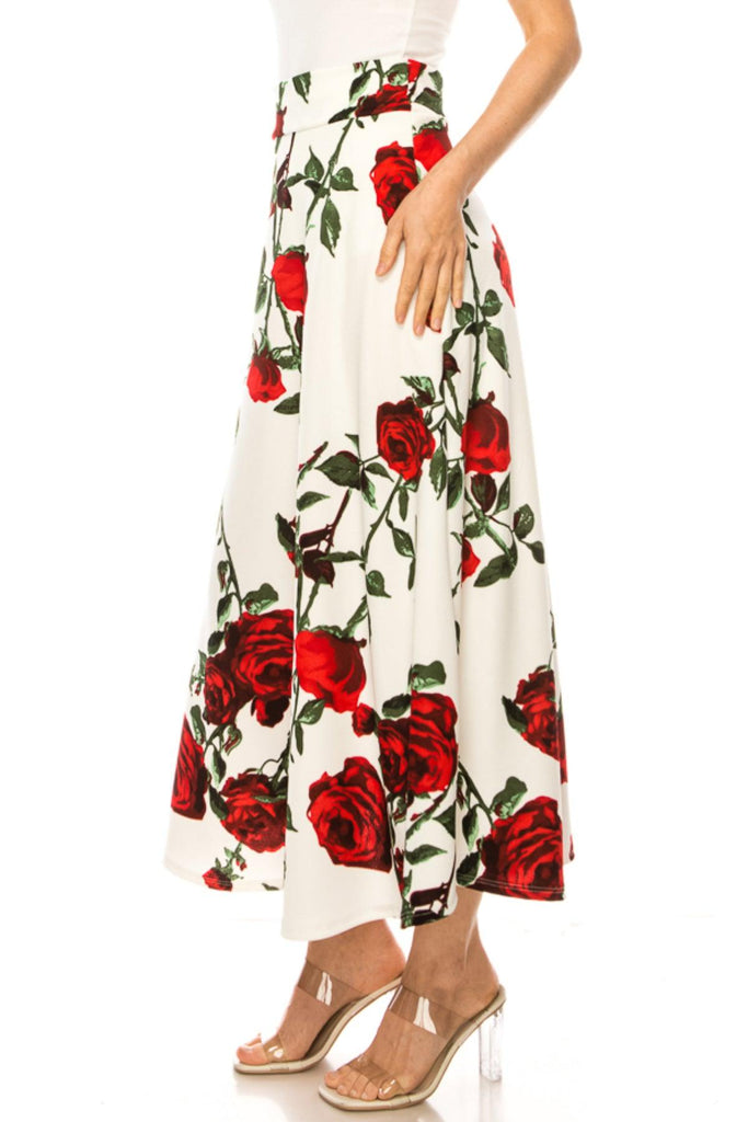 Women's Casual Floral Print A-Line Long Skirt FashionJOA