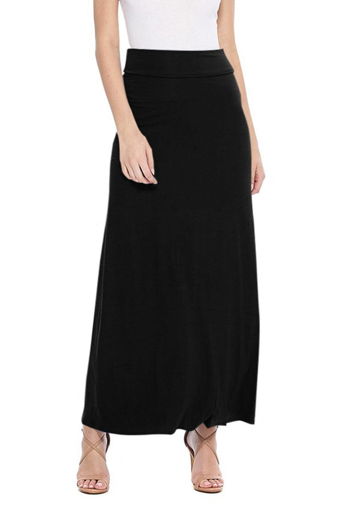 Women's Casual Foldover Waist A-Line Loose Fit Lounge Maxi Long Skirt S-3XL (Pack of 2) FashionJOA