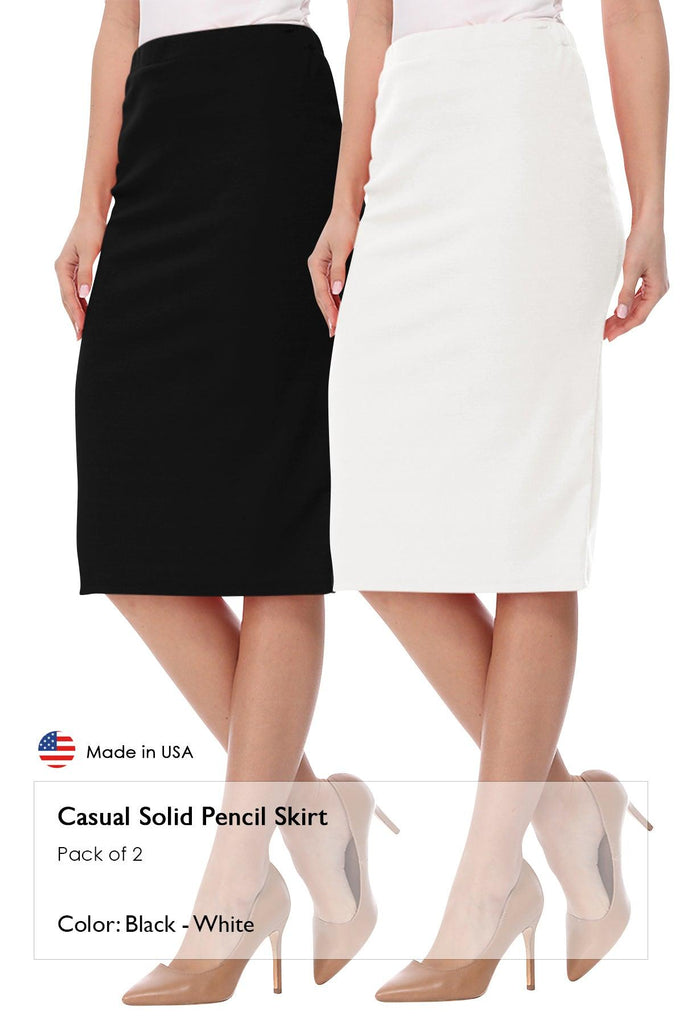 Women's Casual High Waist Stretch Pencil Skirt(Pack of 2) FashionJOA