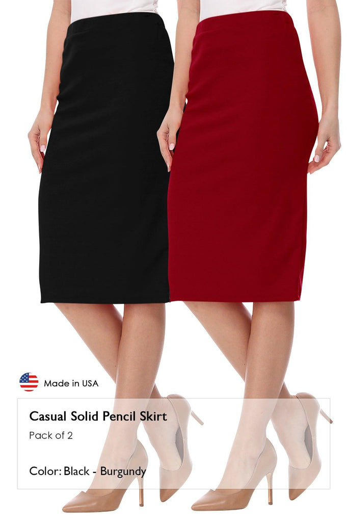 Women's Casual High Waist Stretch Pencil Skirt(Pack of 2) FashionJOA
