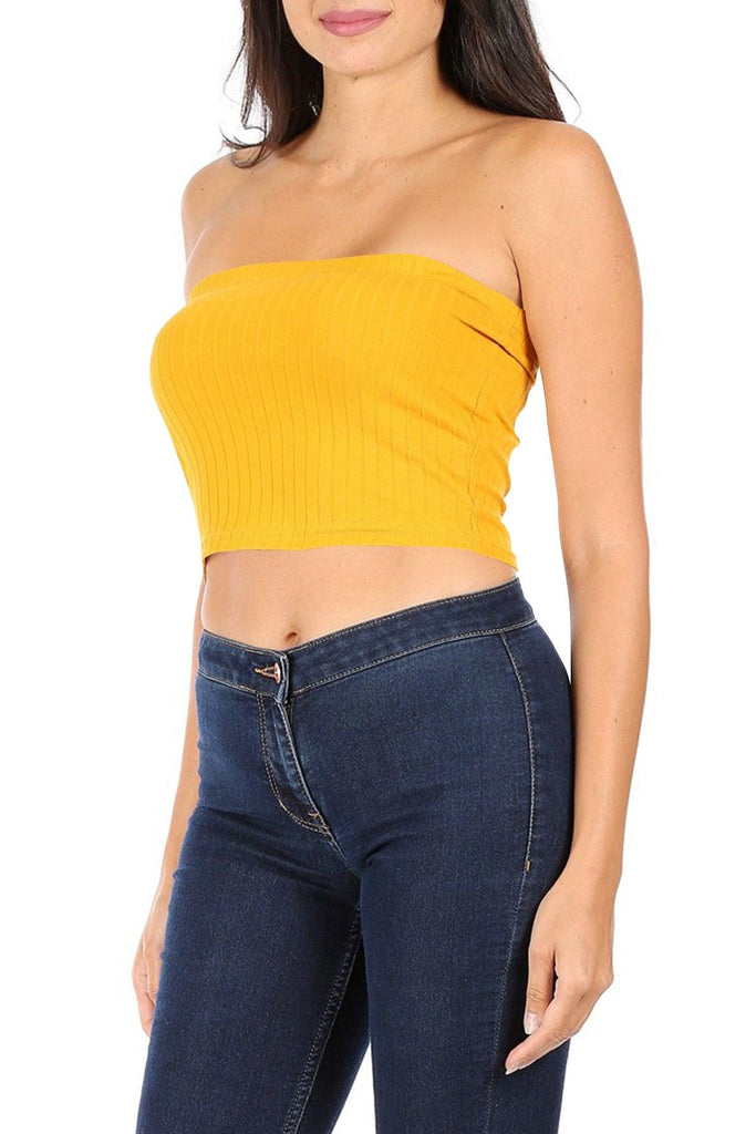 Women's Casual Lightweight Stretch Ribbed Solid Tank Tube Top FashionJOA