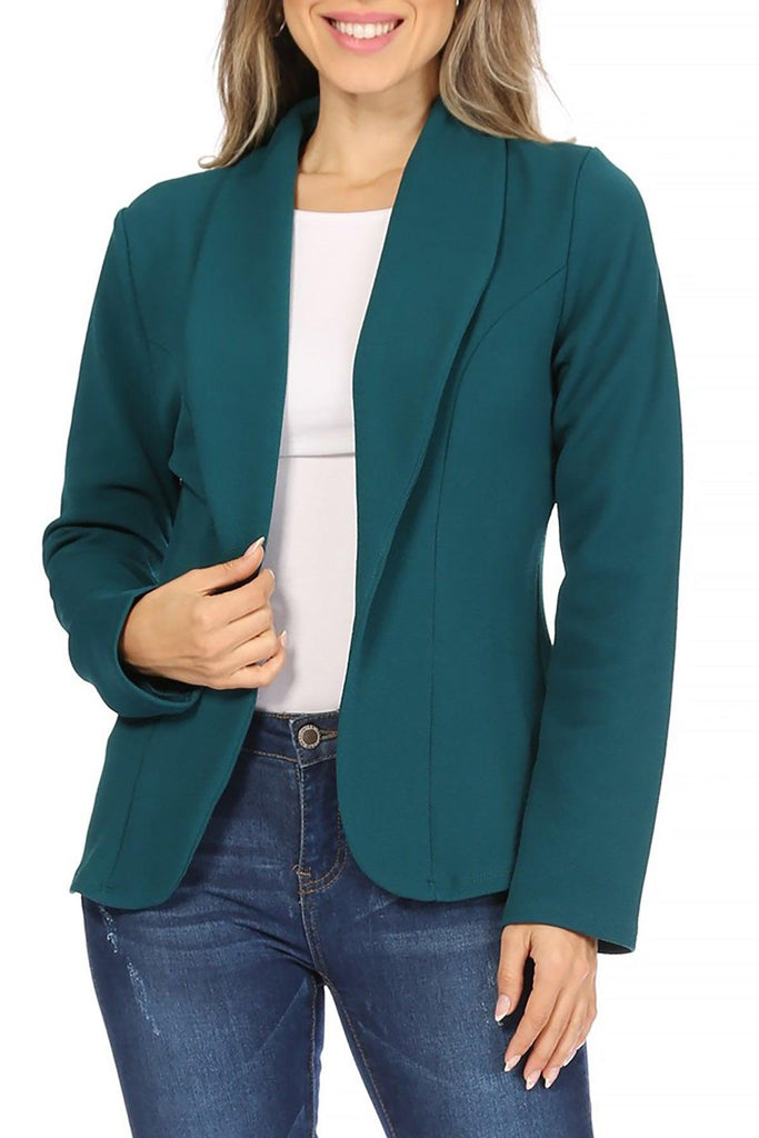 Women's Casual Office Work Wear Long Sleeve Fitted Open Blazer Jacket FashionJOA