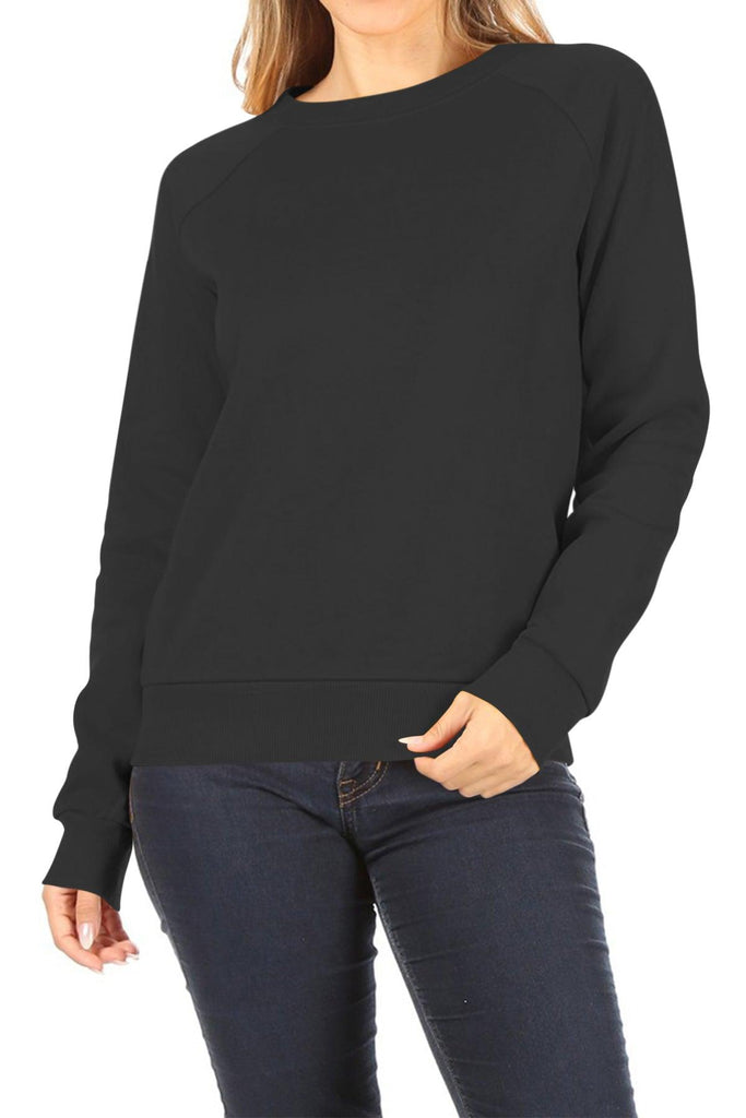 Women's Casual Pullover Fleece Long Sleeve Basic Crew Neck Solid Sweatshirt FashionJOA