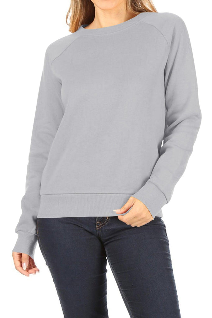 Women's Casual Pullover Fleece Long Sleeve Basic Crew Neck Solid Sweatshirt FashionJOA