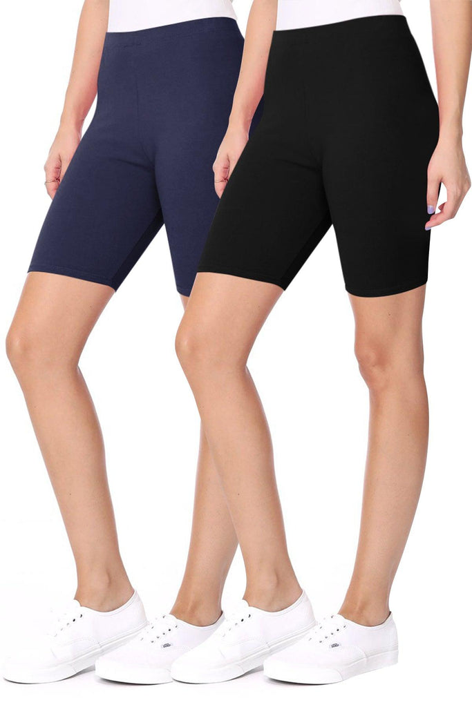 Women's Casual Seamless Elastic High Waist Running Yoga Biker Shorts Pants (Pack of 2) FashionJOA