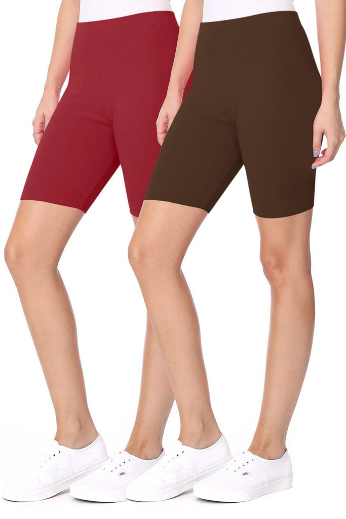 Women's Casual Seamless Elastic High Waist Running Yoga Biker Shorts Pants (Pack of 2) FashionJOA
