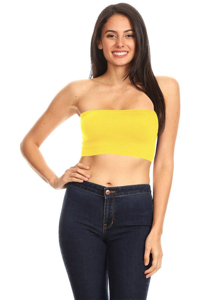 Women's Casual Seamless Stretch Solid Basic Bandeau Tube Top (Pack of 3) FashionJOA