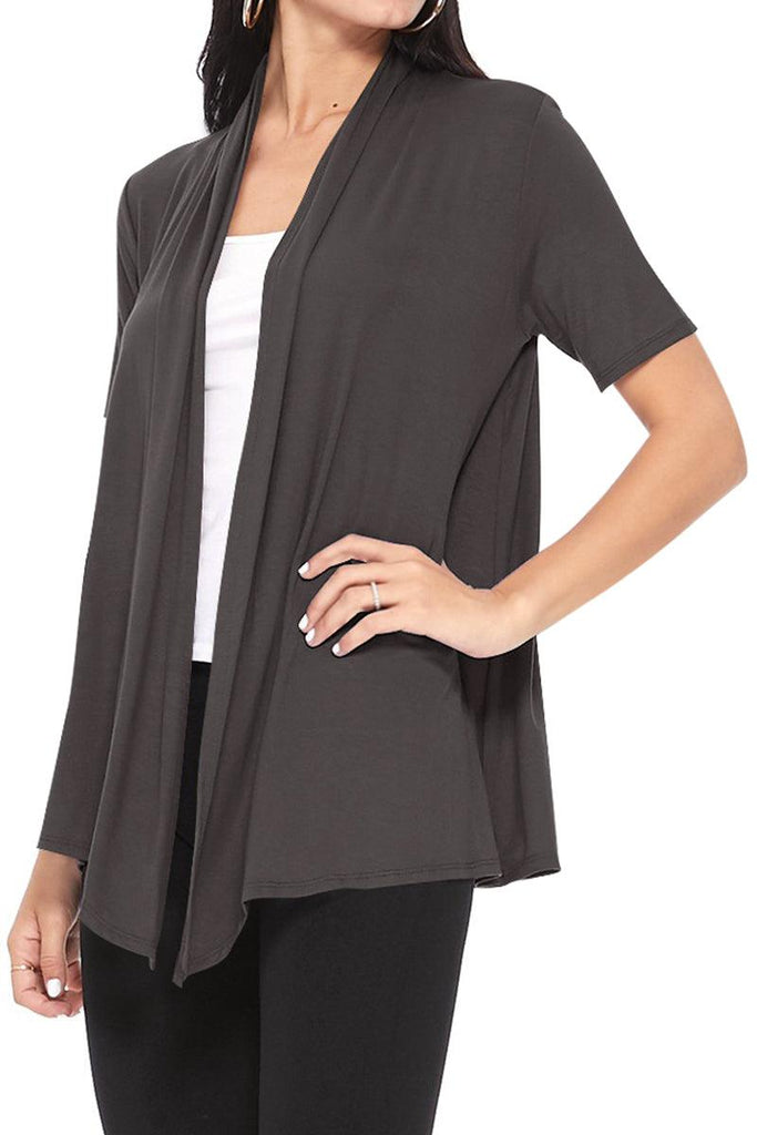 Women's Casual Short Sleeve  Loose Fit Solid Cardigan (Pack of 3) FashionJOA