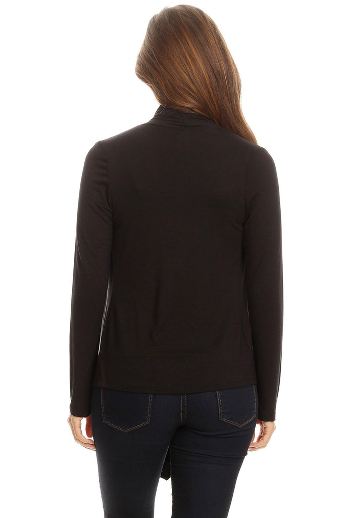Women's Casual Solid Long Sleeve Drape Open Front Cardigan FashionJOA