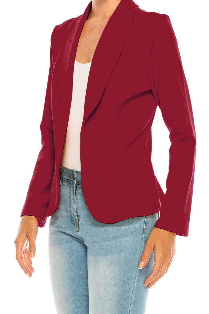 Women's Casual Solid Office Work Long Sleeve Fitted Open Front Blazer Jacket. Pack  of 2 FashionJOA