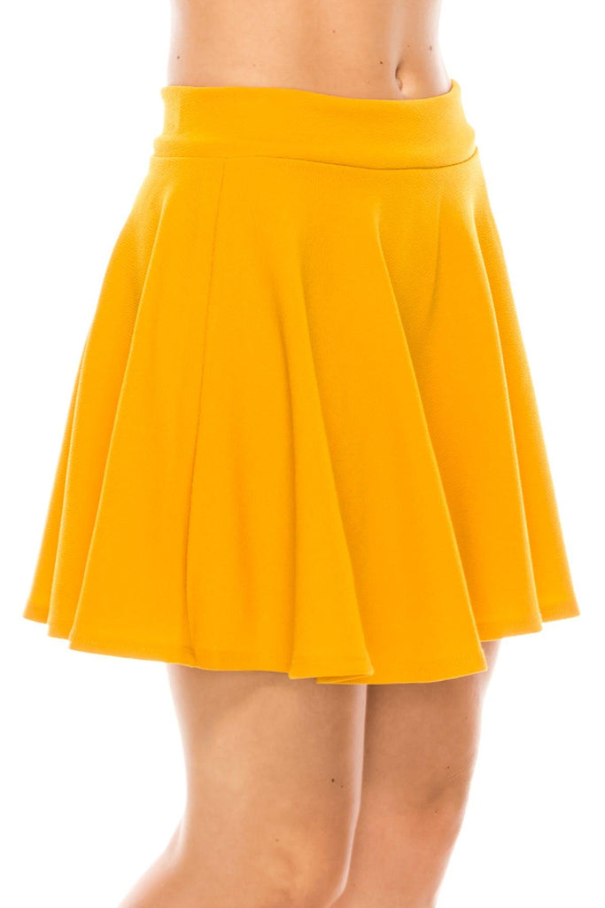 Women's Casual Solid Pull On A-Line  Flared Casual Mini Stretch Skater Skirt FashionJOA