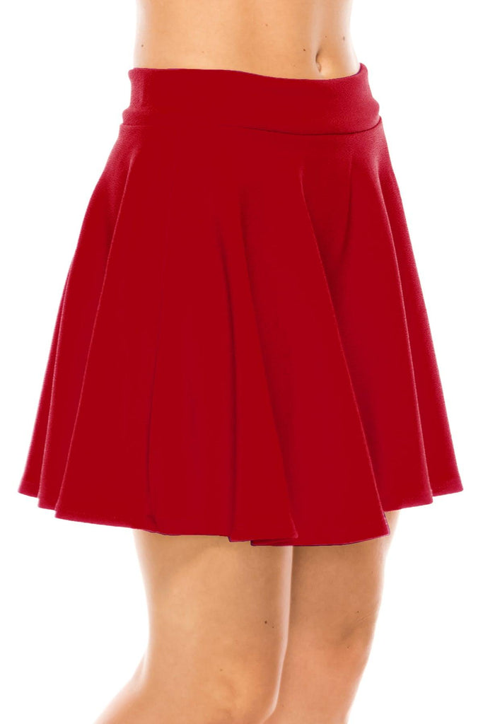 Women's Casual Solid Pull On A-Line  Flared Casual Mini Stretch Skater Skirt. Pack of  2 FashionJOA