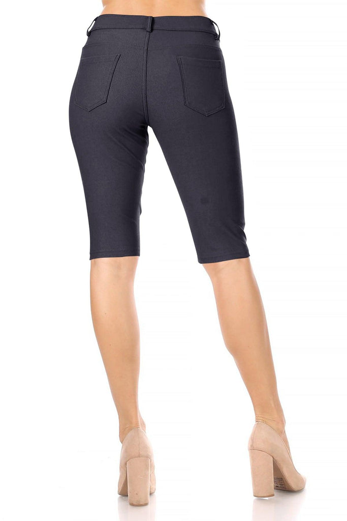Women's Casual Stretch Comfy Pockets Solid Bermuda Shorts Pants FashionJOA