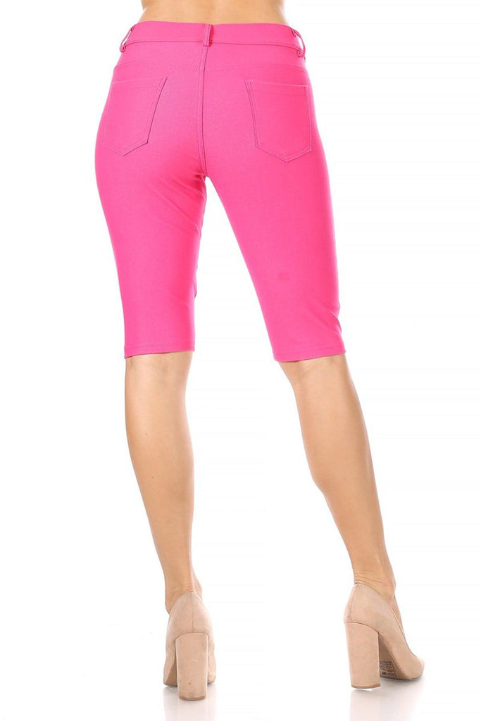 Women's Casual Stretch Comfy Pockets Solid Bermuda Shorts Pants FashionJOA