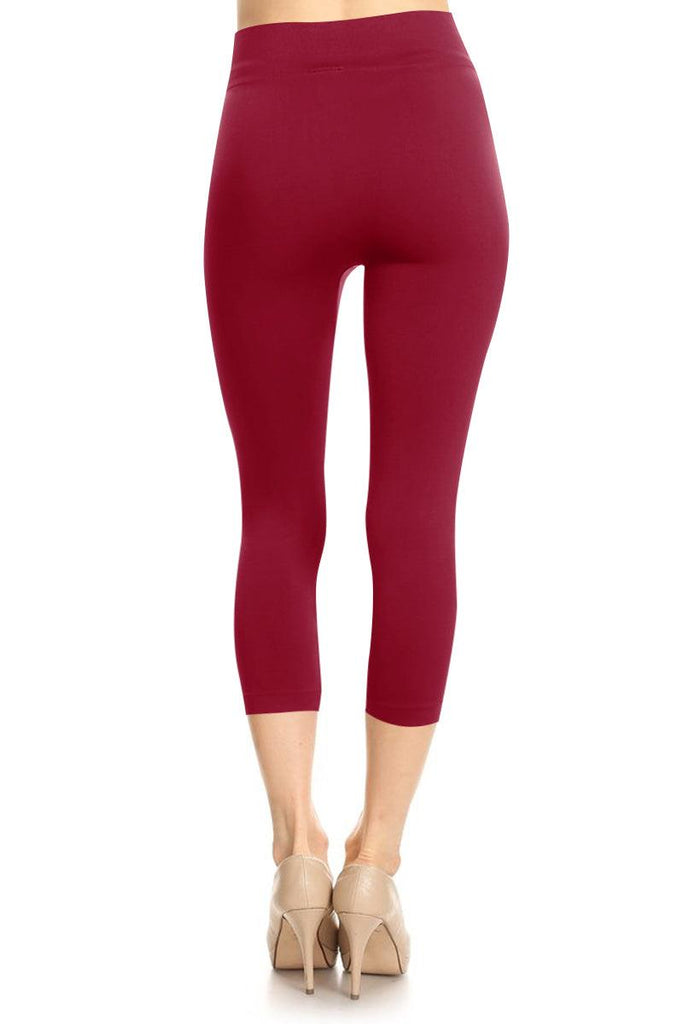 Women's Cropped Seamless Capri High Waist Solid Yoga Active Leggings Pants FashionJOA