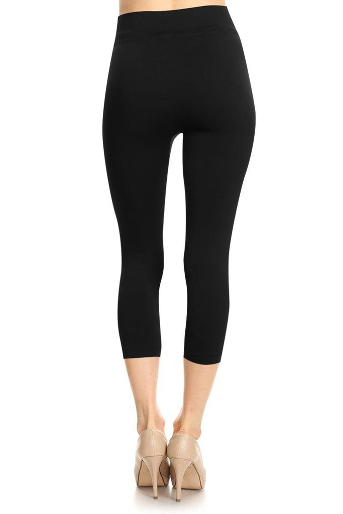Women's Cropped Seamless Capri High Waist Solid Yoga Active Leggings Pants FashionJOA