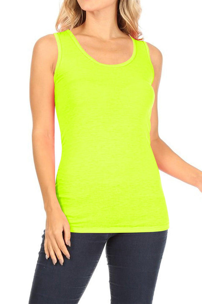 Women's Lightweight Casual Sleeveless Scoop Neck Solid Basic Camisole Tank Top FashionJOA