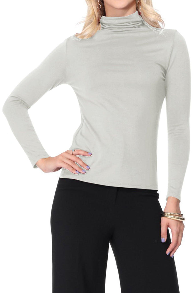 Women's Lightweight Soft Long Sleeve Solid Mock Neck Sweater Turtleneck S-3XL FashionJOA