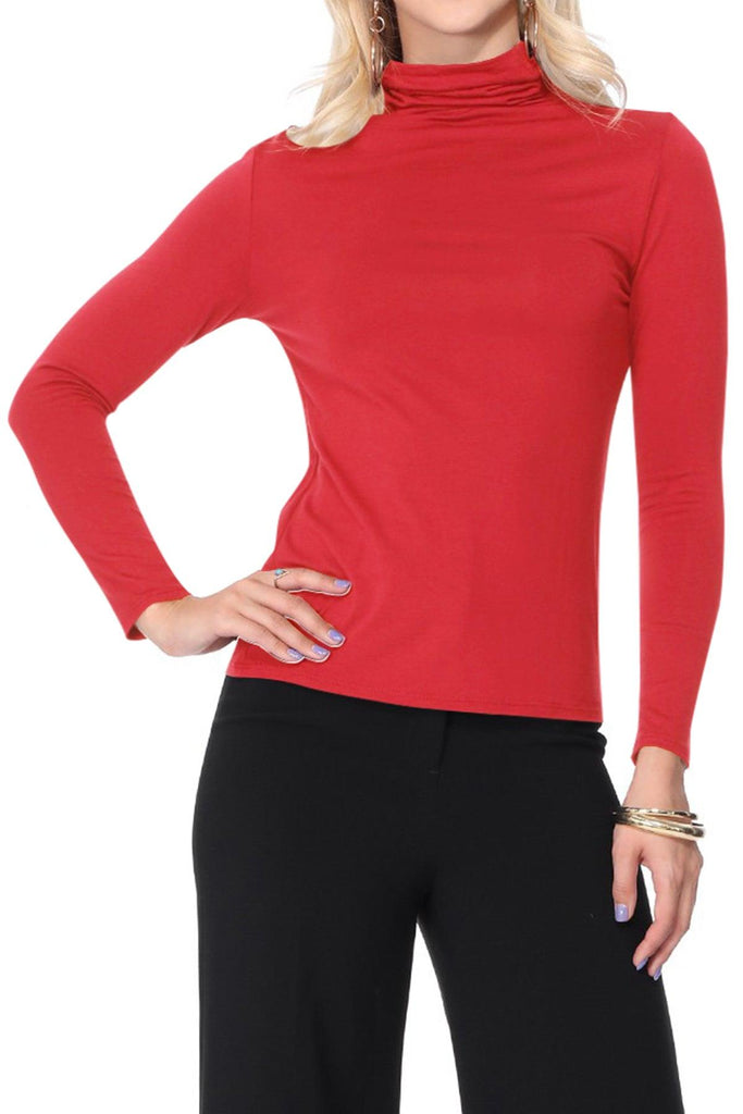 Women's Lightweight Soft Long Sleeve Solid Mock Neck Sweater Turtleneck S-3XL FashionJOA