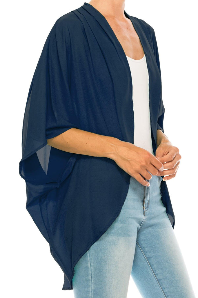 Women's Loose Fit 3/4 Sleeves Kimono Style Cover Up Solid Cardigan (Pack of 2) FashionJOA