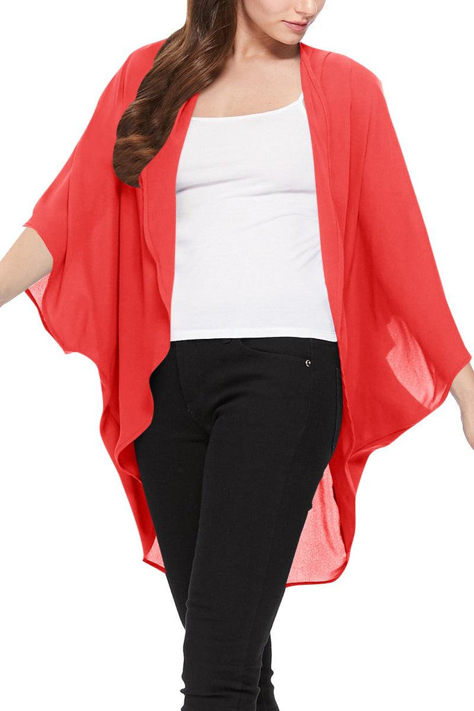 Women's Loose Fit 3/4 Sleeves Kimono Style Cover Up Solid Cardigan S-3XL FashionJOA