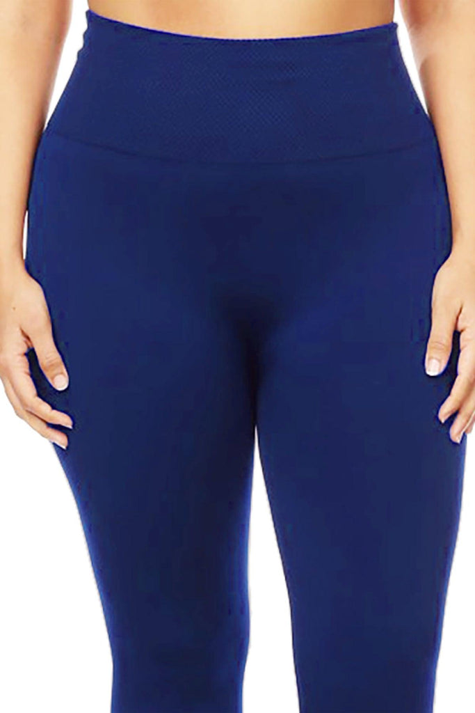 Women's Plus Size Banded Waist Full length Leggings with Fleece Lining Pack of 2 FashionJOA