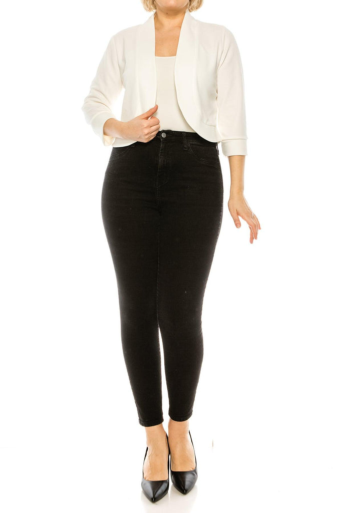 Women's Plus Size Casual 3/4 Sleeve Bolero Cardigan for Work Office Blazer FashionJOA