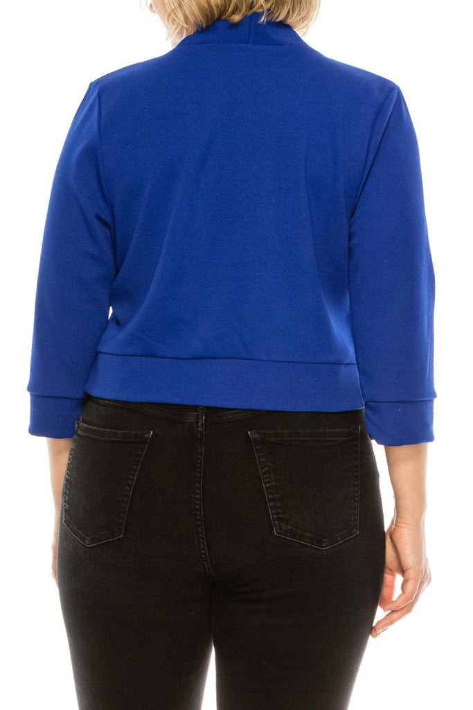 Women's Plus Size Casual 3/4 Sleeve Bolero Cardigan for Work Office Blazer FashionJOA