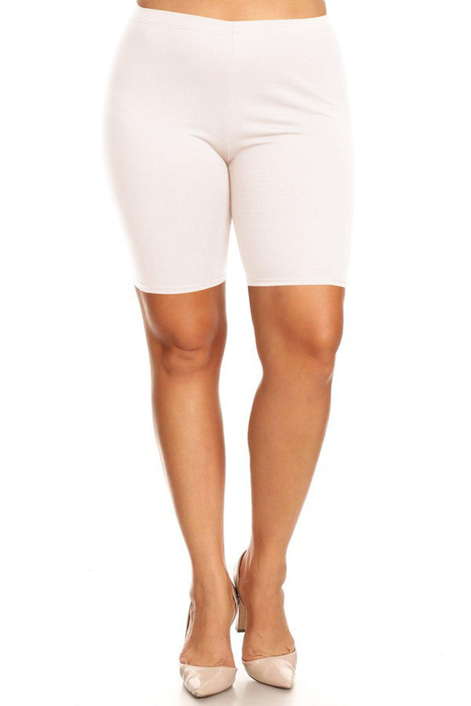 Women's Plus Size Casual Comfy Workout Yoga Basic Solid Biker Shorts Pants FashionJOA