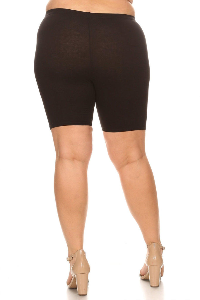 Women's Plus Size Casual Comfy Workout Yoga Basic Solid Biker Shorts Pants FashionJOA