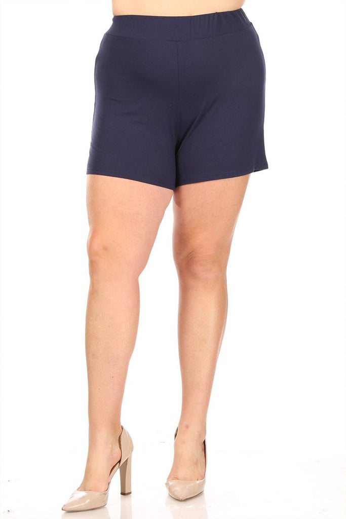 Women's Plus Size Casual Elastic High Waist Basic Short Pants FashionJOA