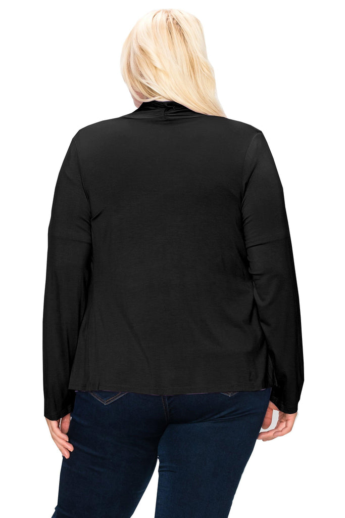 Women's Plus Size Casual Long Sleeve Drape Open Front Cardigan FashionJOA