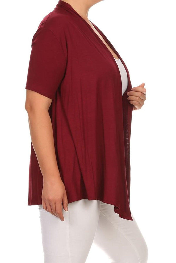 Women's Plus Size Casual Short Sleeve Loose Fit Solid Draped Open Cardigan (Pack of 2) FashionJOA