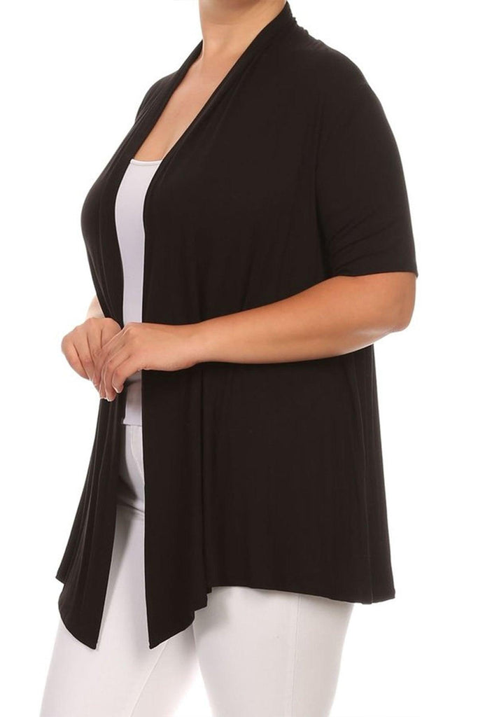 Women's Plus Size Casual Short Sleeve Solid Draped Open Cardigan (Pack of 3) FashionJOA