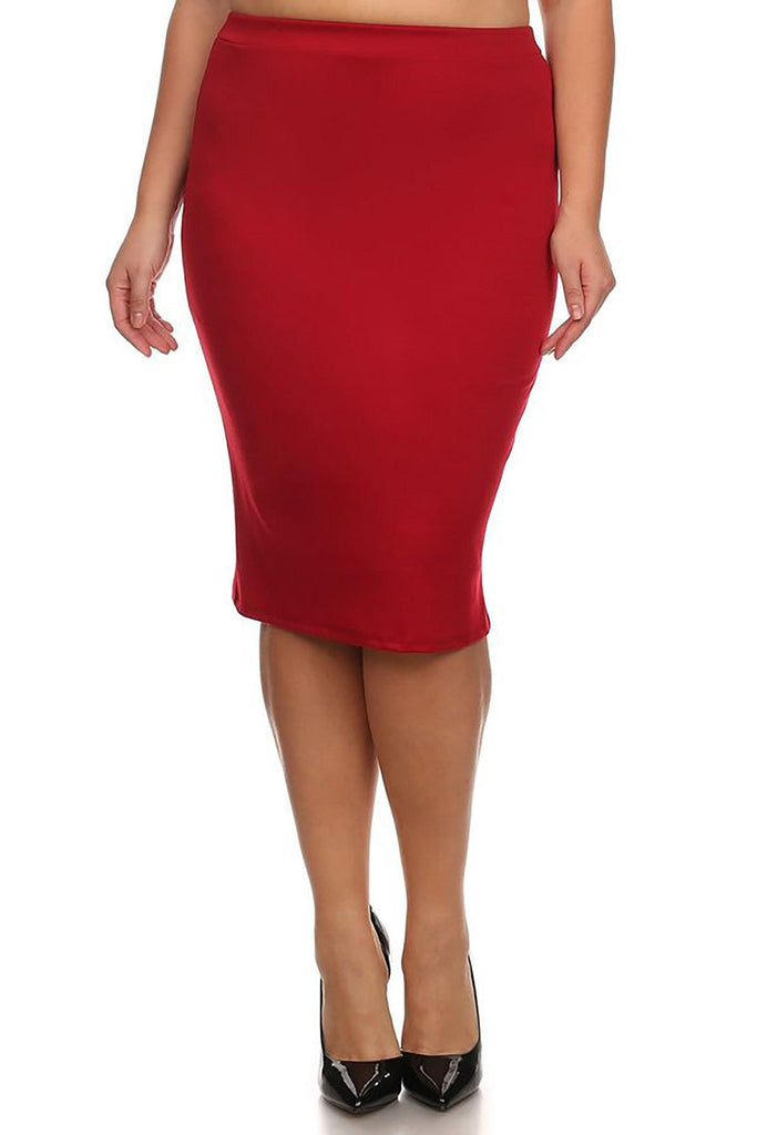 Women's Plus Size Casual Solid Pencil Midi Skirt FashionJOA